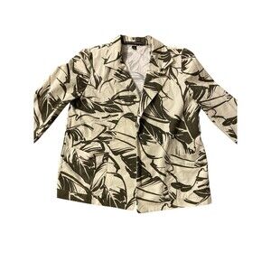 Linda Allard Ellen Tracy Jacket 12 Womens Cotton Beige/Green Floral Full‎ Zip